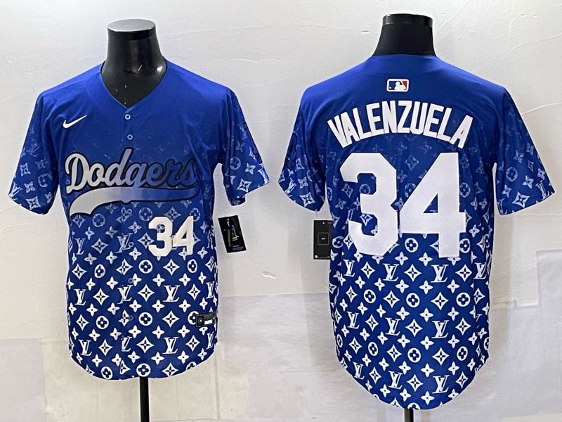 Men Los Angeles Dodgers #34 Valenzuela Blue Nike 2025 MLB jersey 06